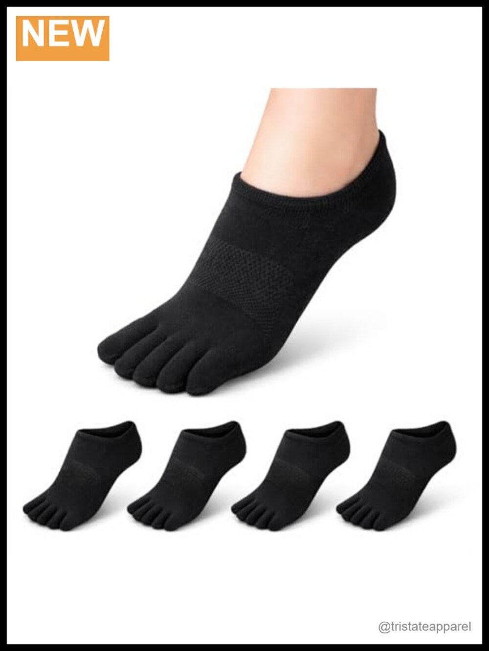 No-Show Toe Socks Cotton Five-Toe Liners 4 Pairs